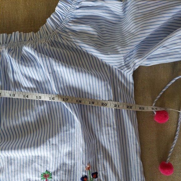 Bohemian Festival Off the Shoulder Embroidered 3/4 tie sleeve Top  Sz Large - Picture 7 of 9